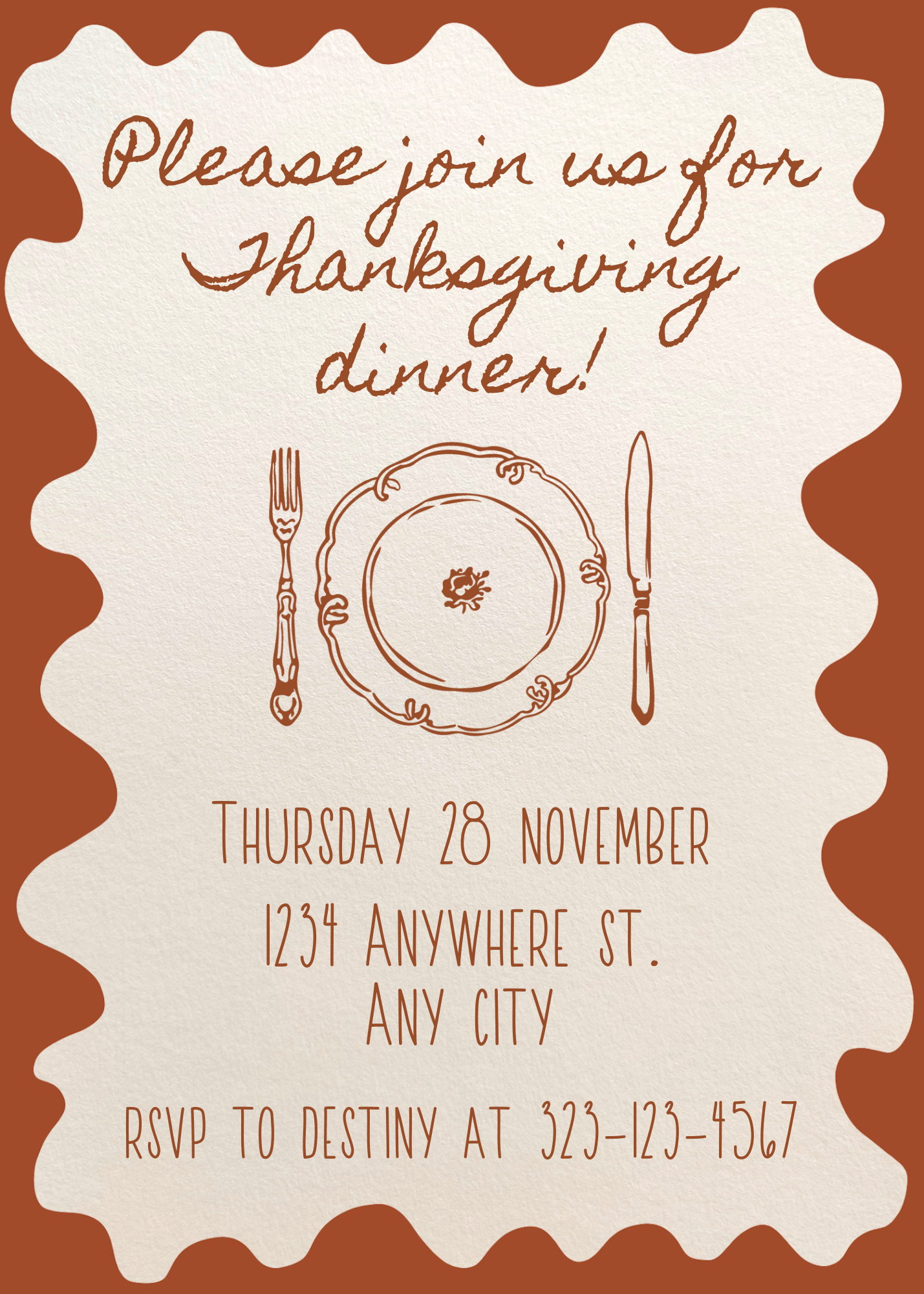 Thanksgiving / Friendsgiving Plate Invitation & Menu