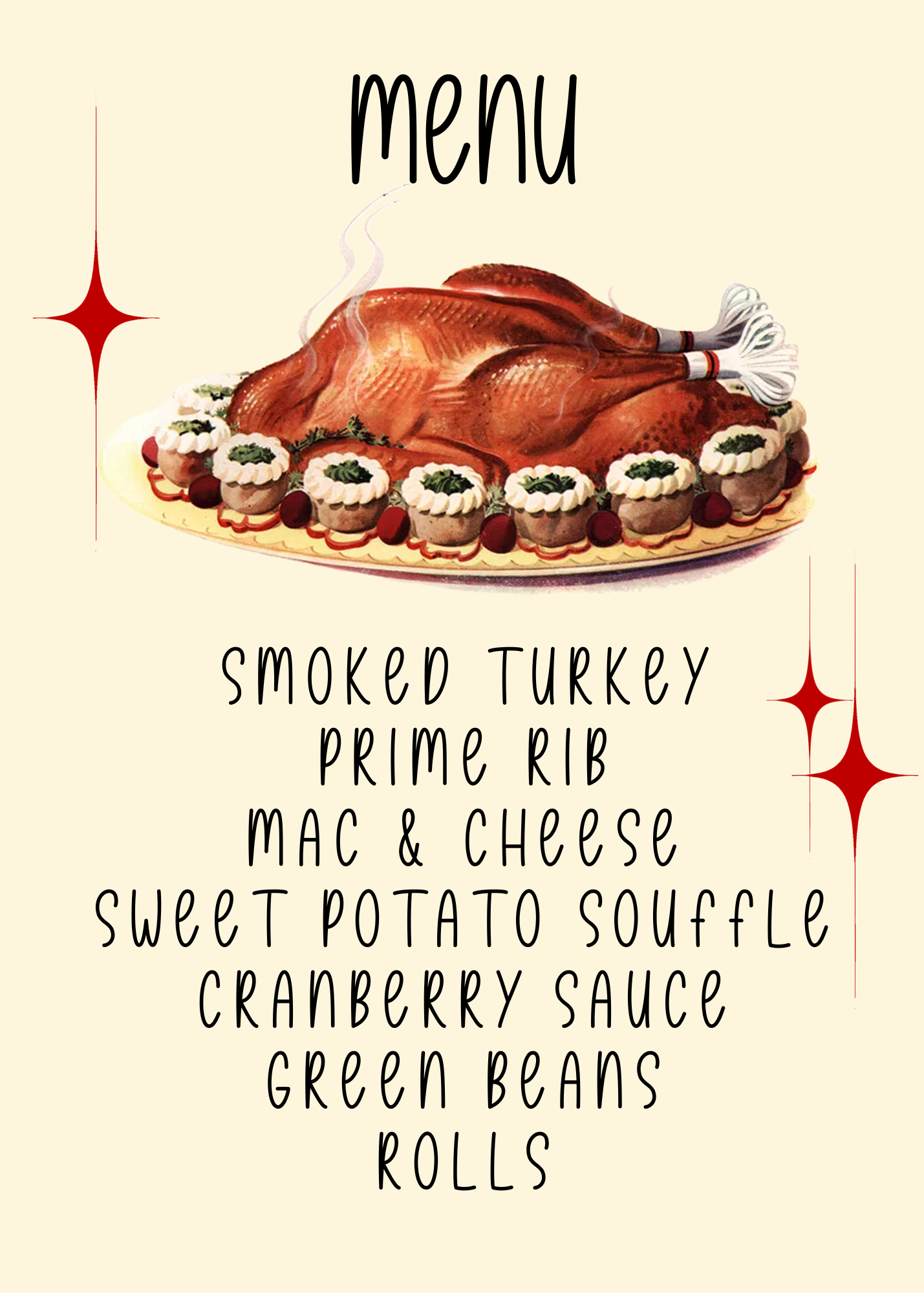Thankful AF Vintage Thanksgiving/Friendsgiving Invitation & Menu
