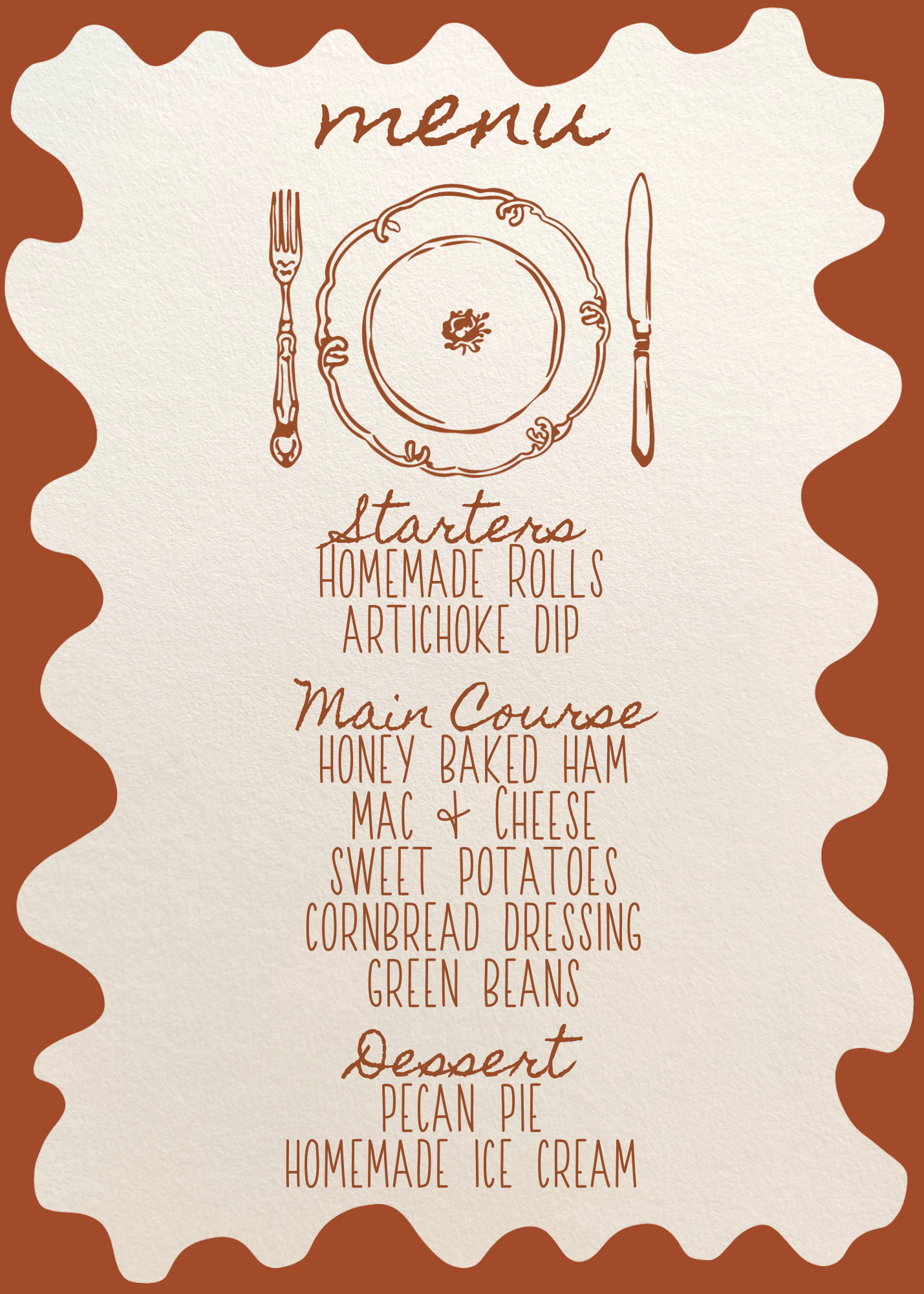 Thanksgiving / Friendsgiving Plate Invitation & Menu