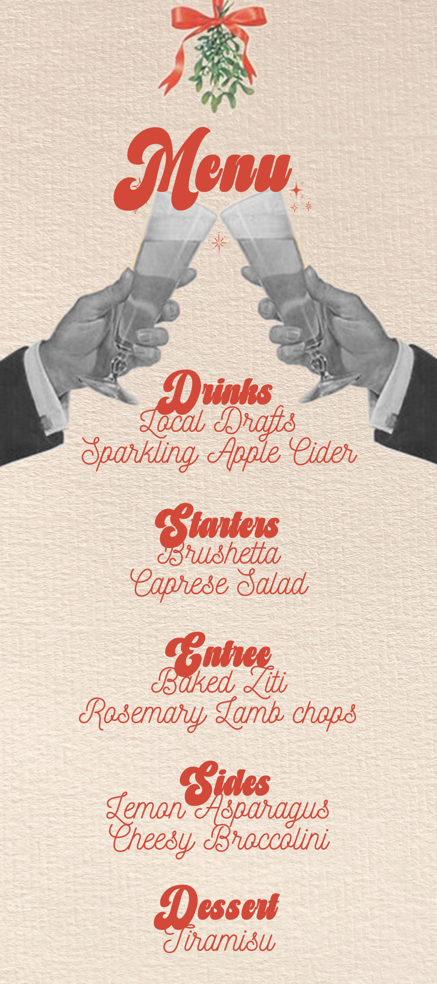 Lets Be Merry Vintage Dinner Party (MM Version) - Digital Download Invite, Menu, & Place Cards