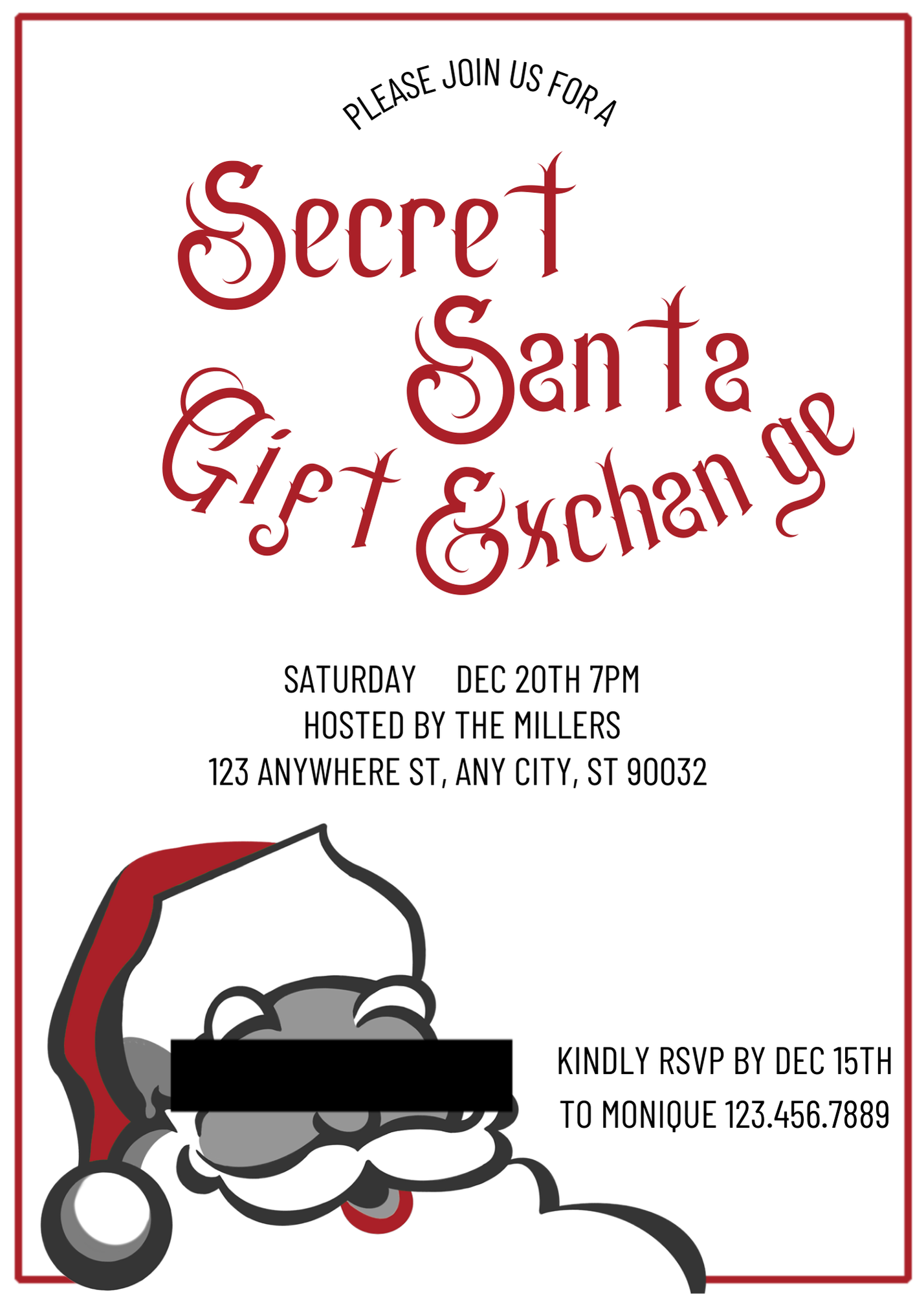 Secret Santa Party Invite - Digital Download Invite (ONLY)