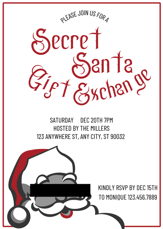 Secret Santa Party Invite - Digital Invite Printable