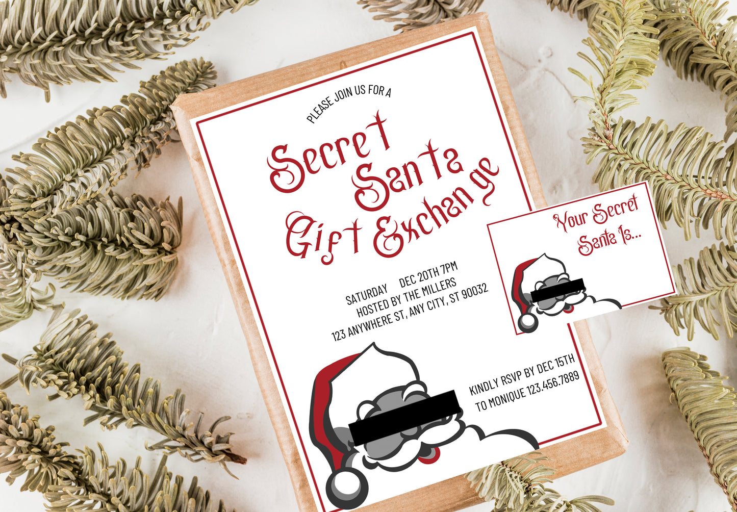 Secret Santa Invitation, Questionnaire, & Reveal Cards - Digital Download