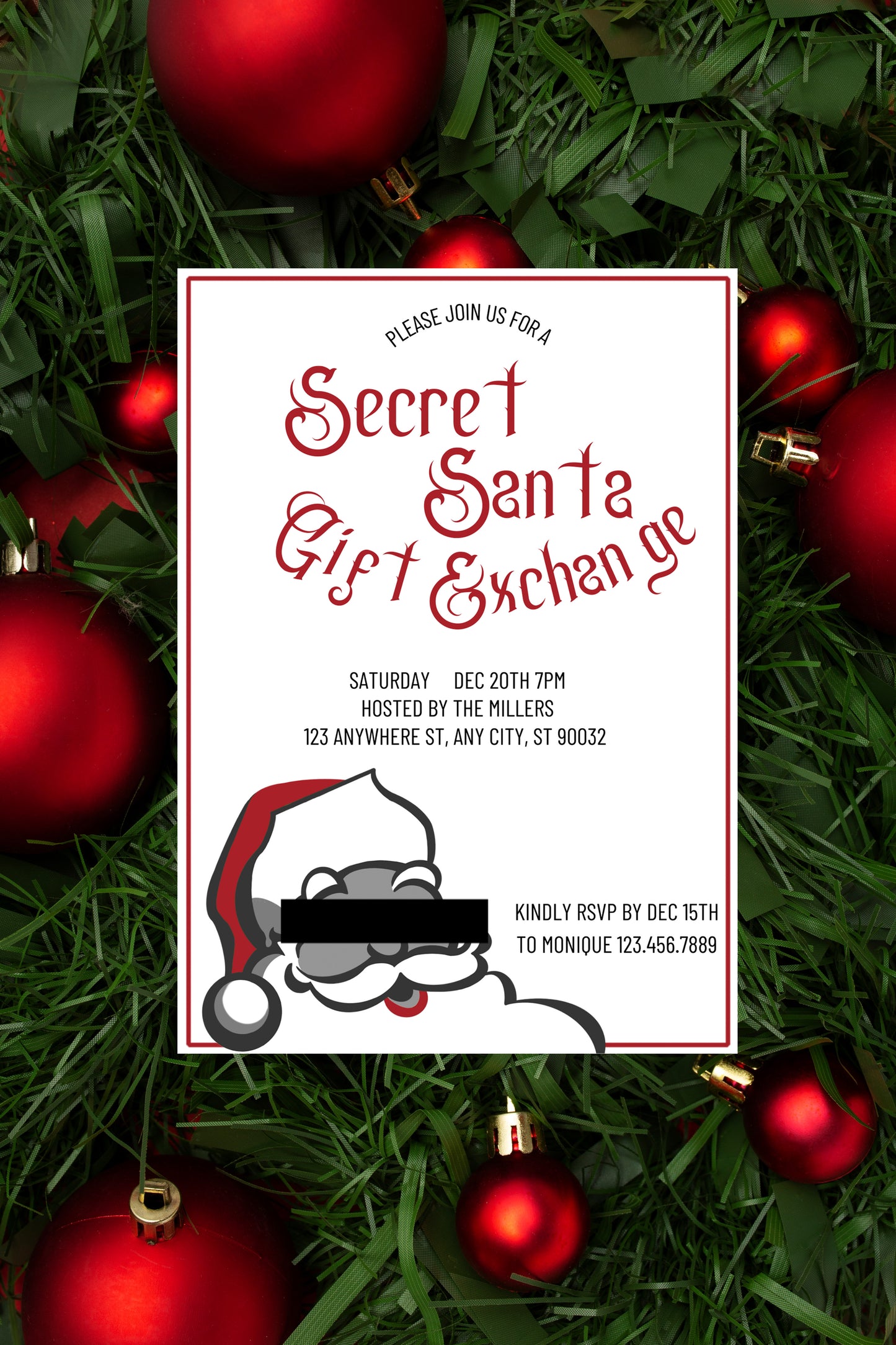 Secret Santa Party Invite - Digital Invite Printable