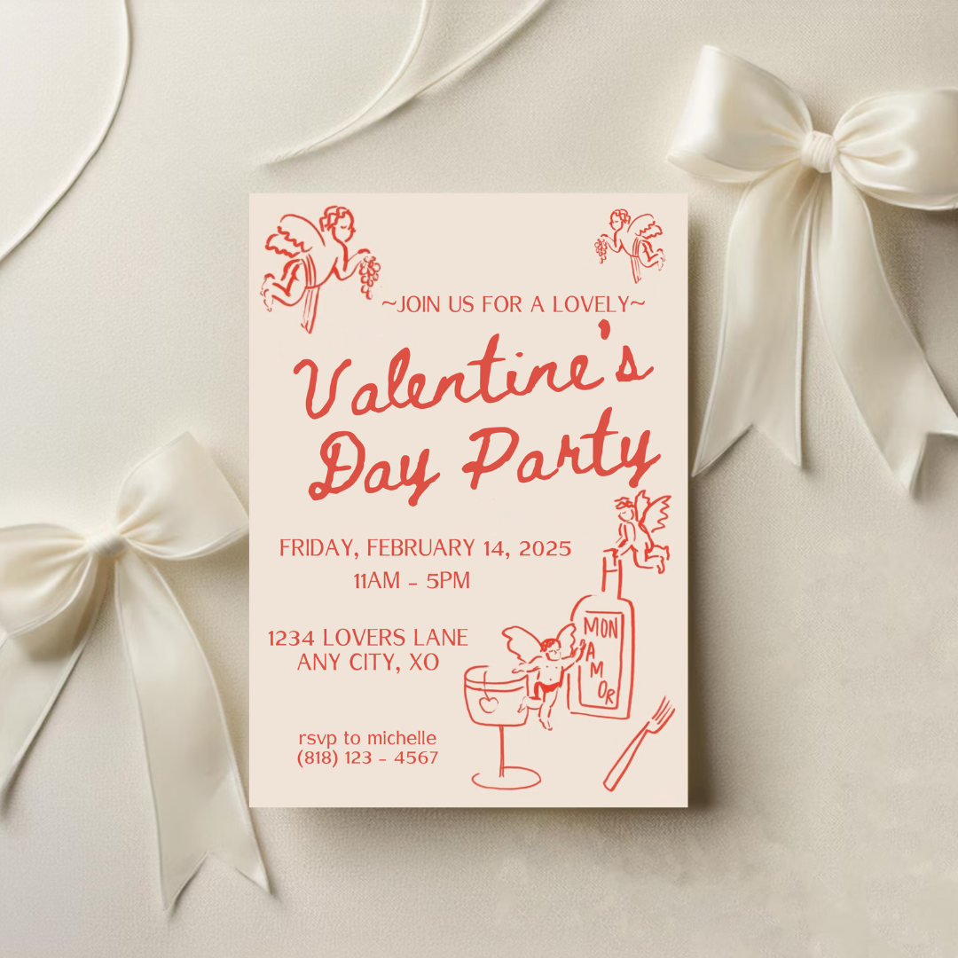 Hand Drawn Cupid Valentine's Day Party - Digital Invite Printable