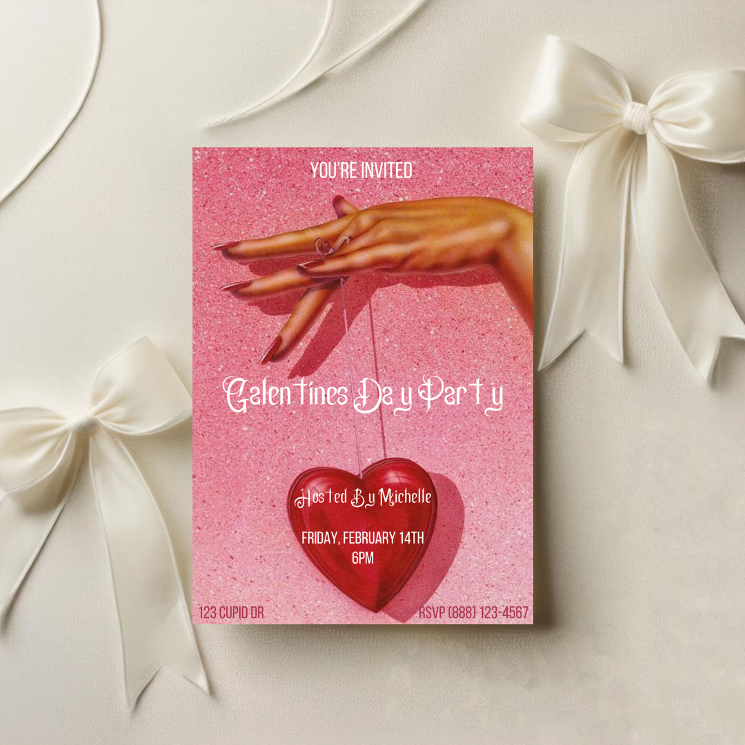 Galentine's Glitter Party - Digital Download Invite, Menu, & Place Cards