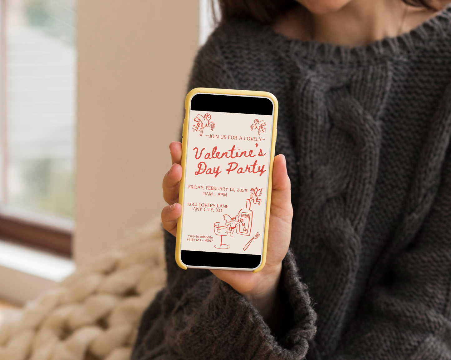 Hand Drawn Cupid Valentine's Day Party - Digital Invite Printable