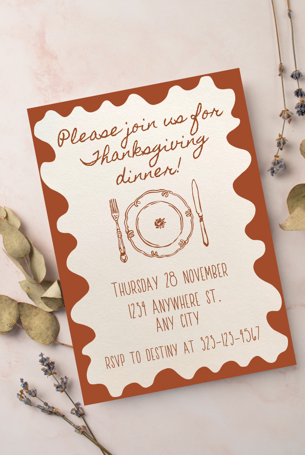 Thanksgiving / Friendsgiving Plate Invitation & Menu