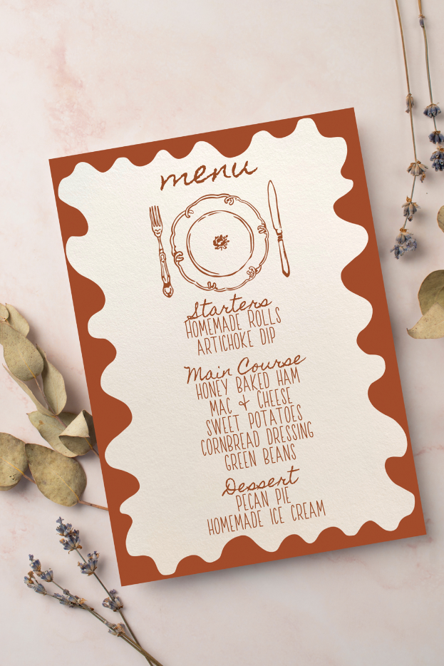 Thanksgiving / Friendsgiving Plate Invitation & Menu