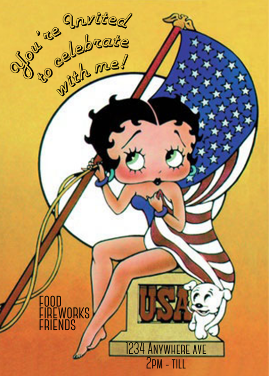 Betty Boop USA Red, White, & Blue - Phone & Print Template