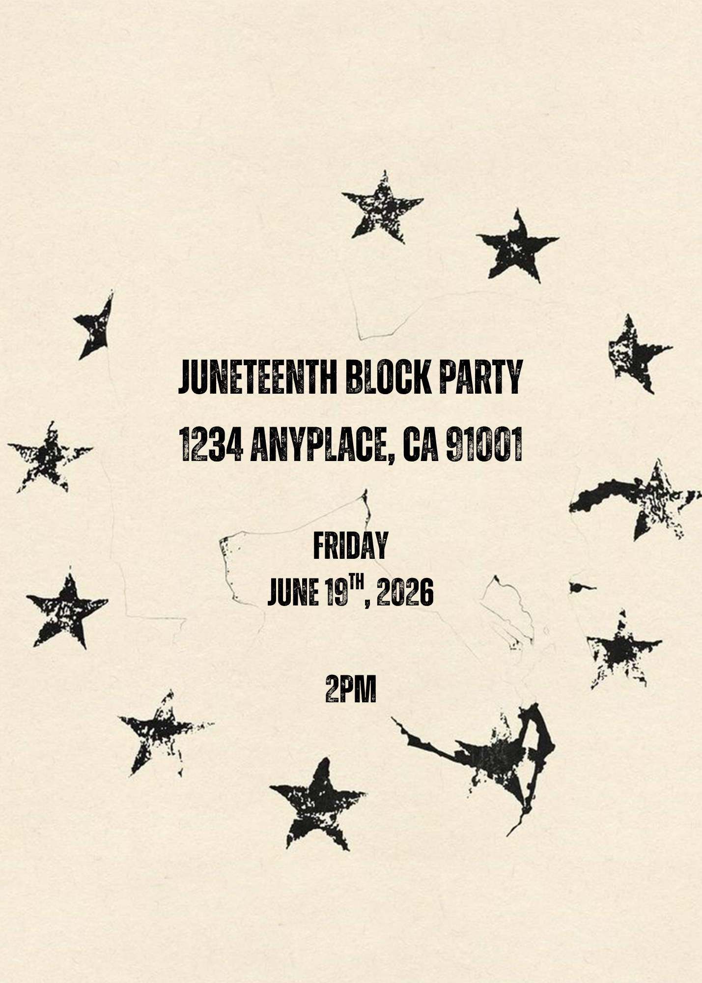 Black Star Splatter Template - Invitation, Menu, and Place cards