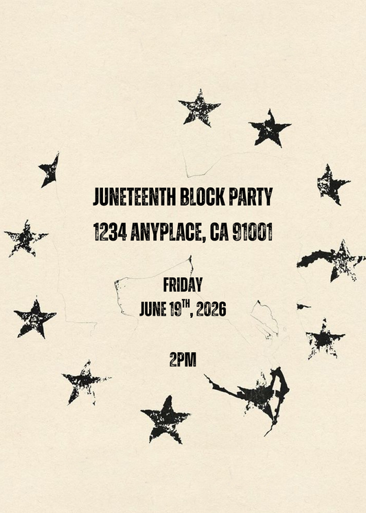 Black Star Splatter Template - Invitation, Menu, and Place cards