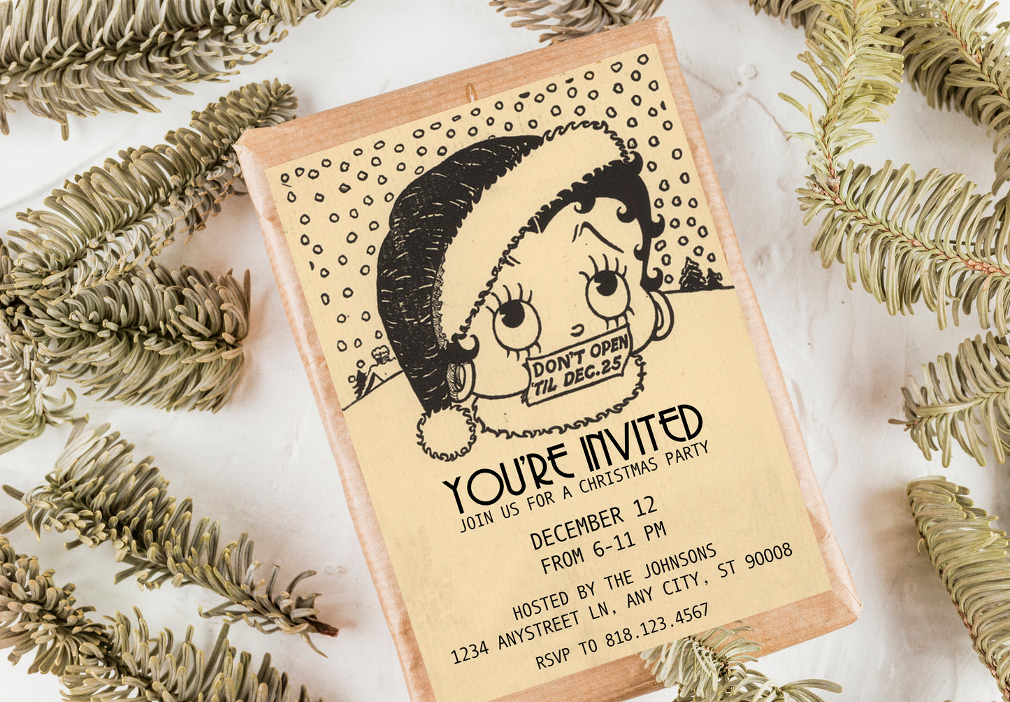 Vintage Betty Boop Christmas - Digital Download Invite (ONLY)