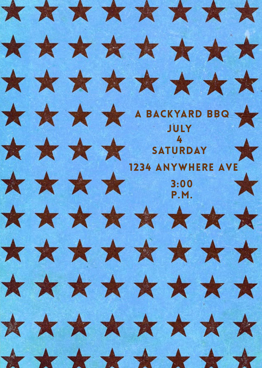 Red Stars and Light Blue Collection Template - Invitation, Menu, and Place cards