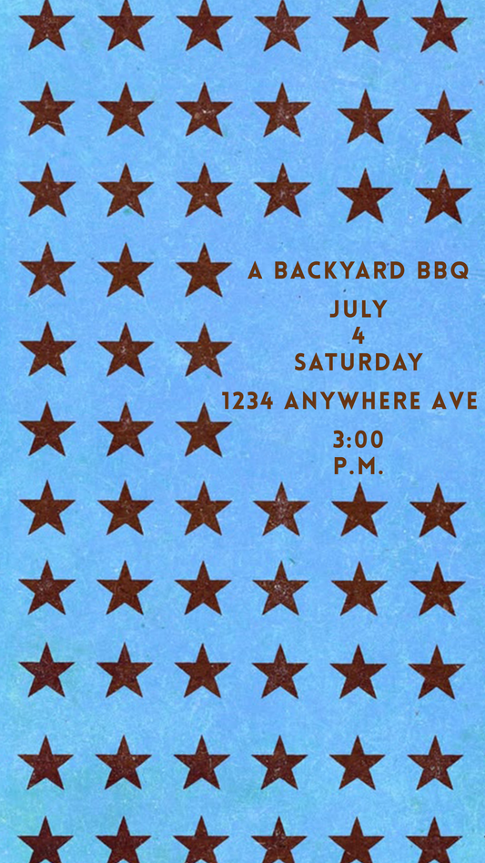 Red Stars and Light Blue Collection Template - Invitation, Menu, and Place cards