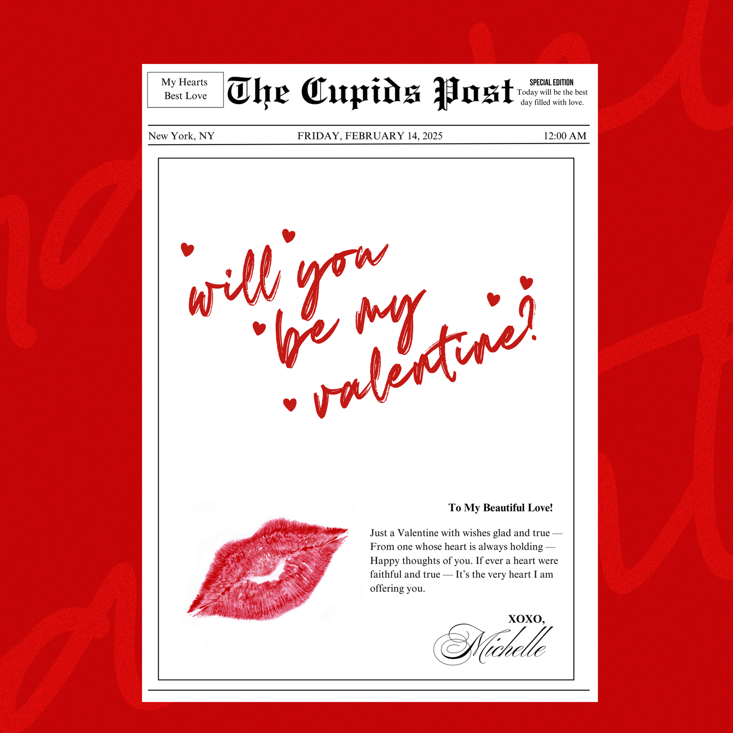 Newspaper Cupid Style eCard - Phone ONLY