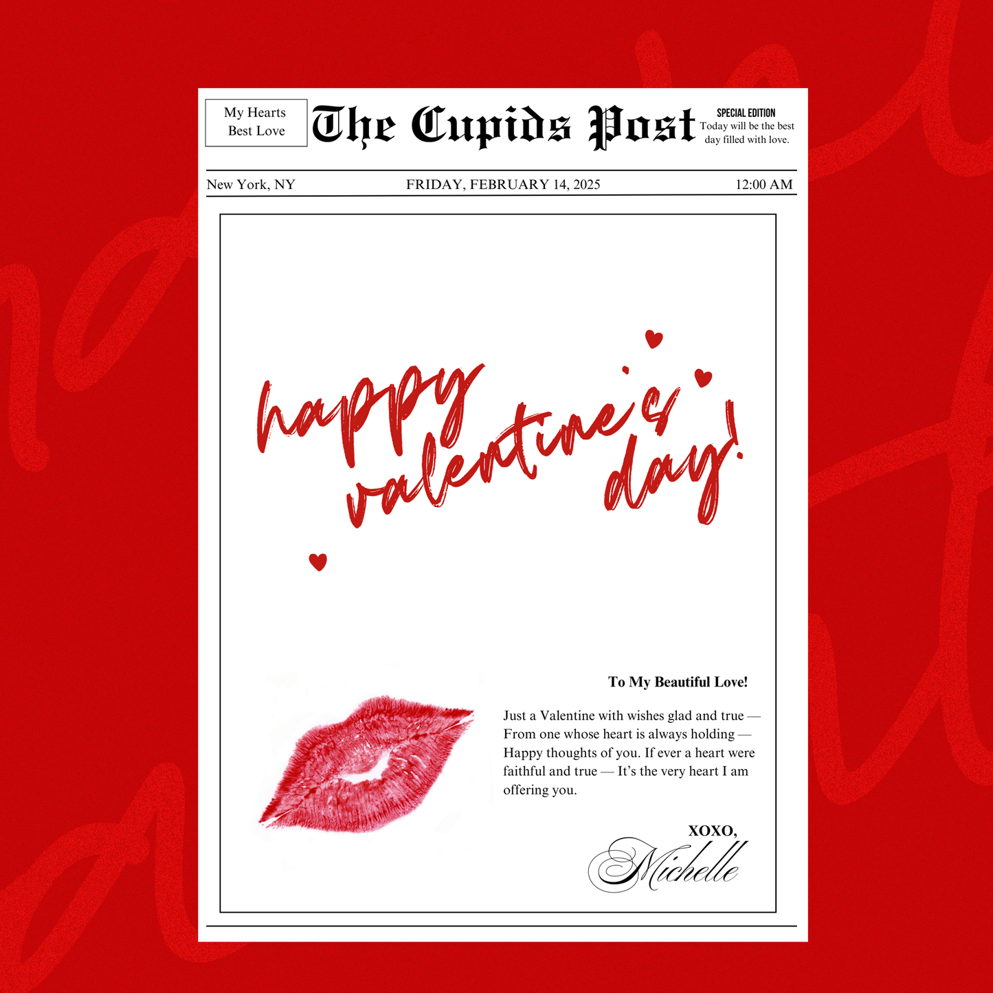 Newspaper Cupid Style eCard - Phone ONLY