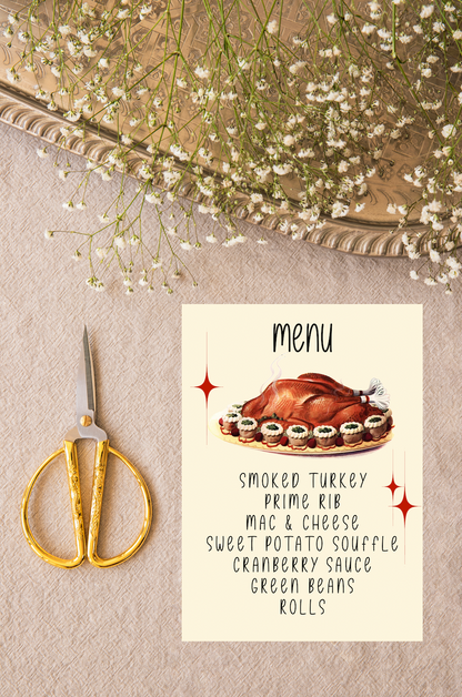 Thankful AF Vintage Thanksgiving/Friendsgiving Invitation & Menu
