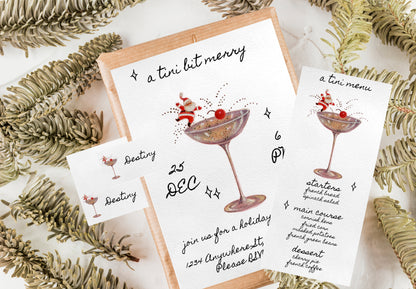 A Tini Bit Merry - Digital Download Invite, Menu, & Place Cards