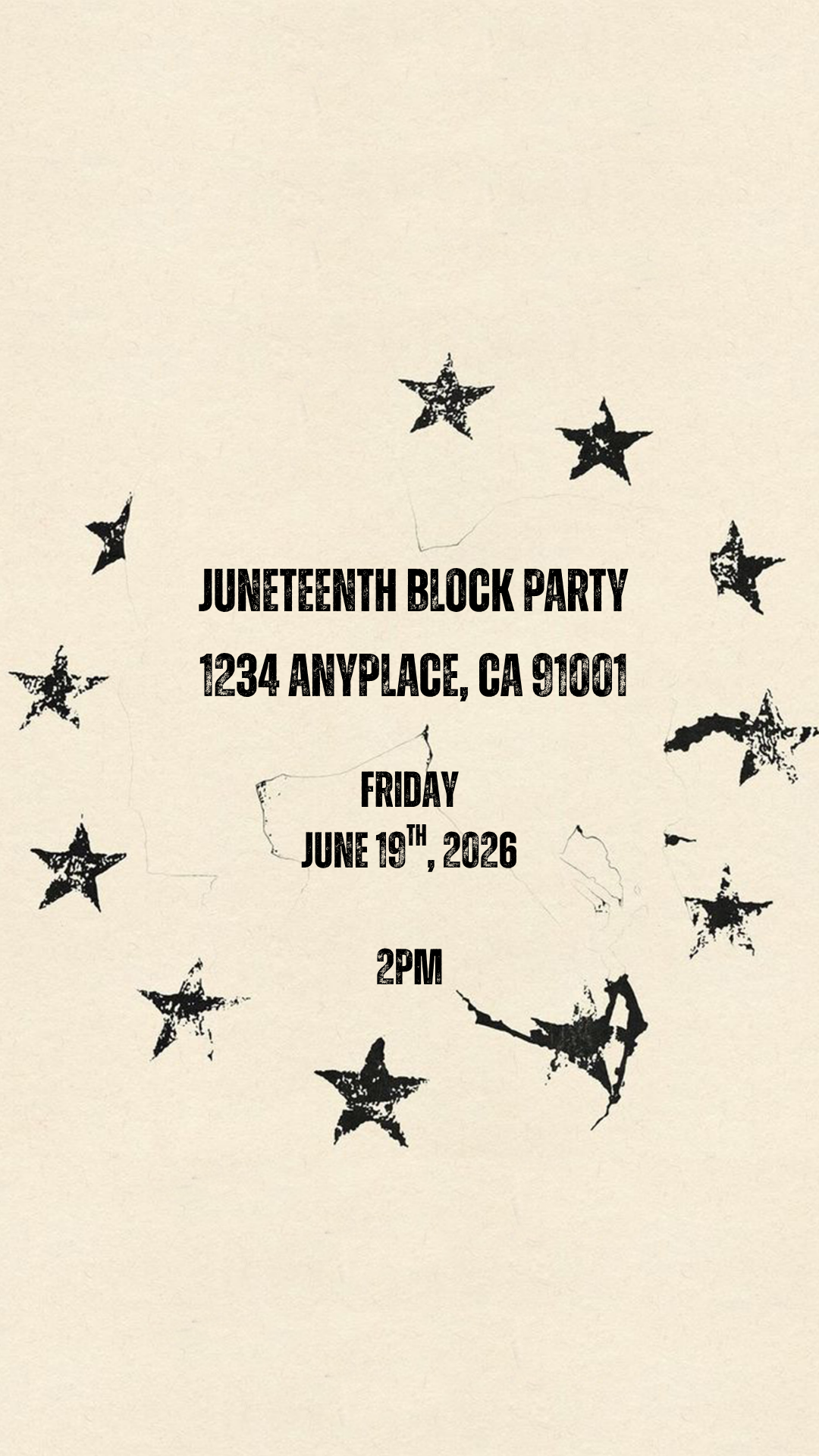 Black Star Splatter Invitation - Phone & Print Template
