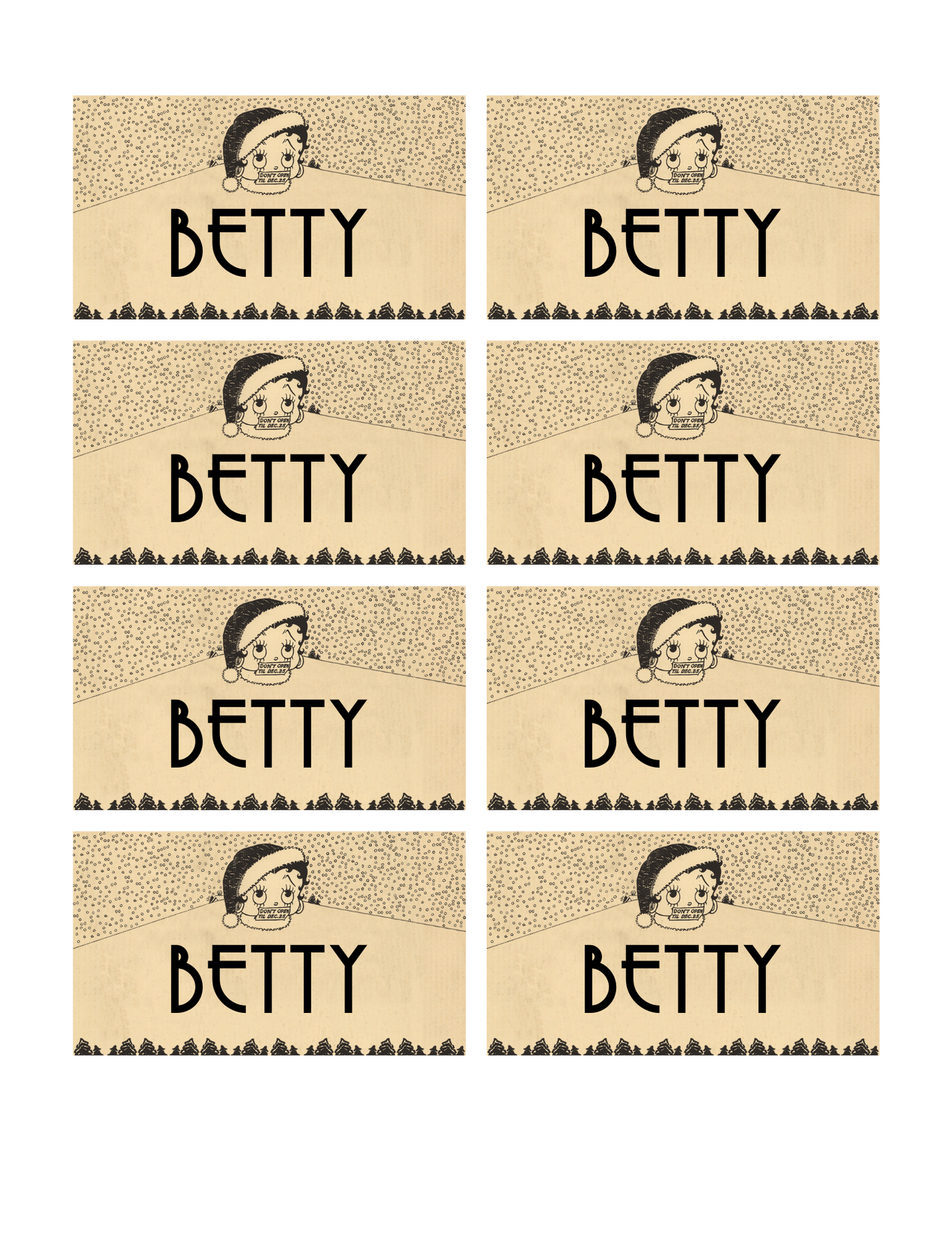 Vintage Betty Boop Christmas - Digital Download Place Cards (ONLY)