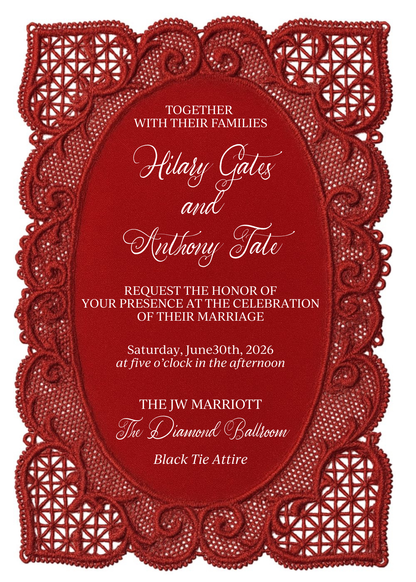 Red Heart Lace Invitation - Phone & Print Template
