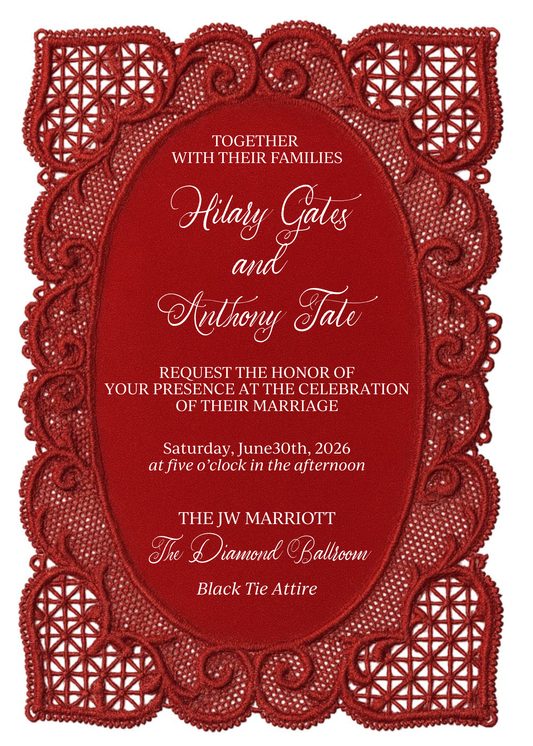 Red Heart Lace Invitation - Phone & Print Template