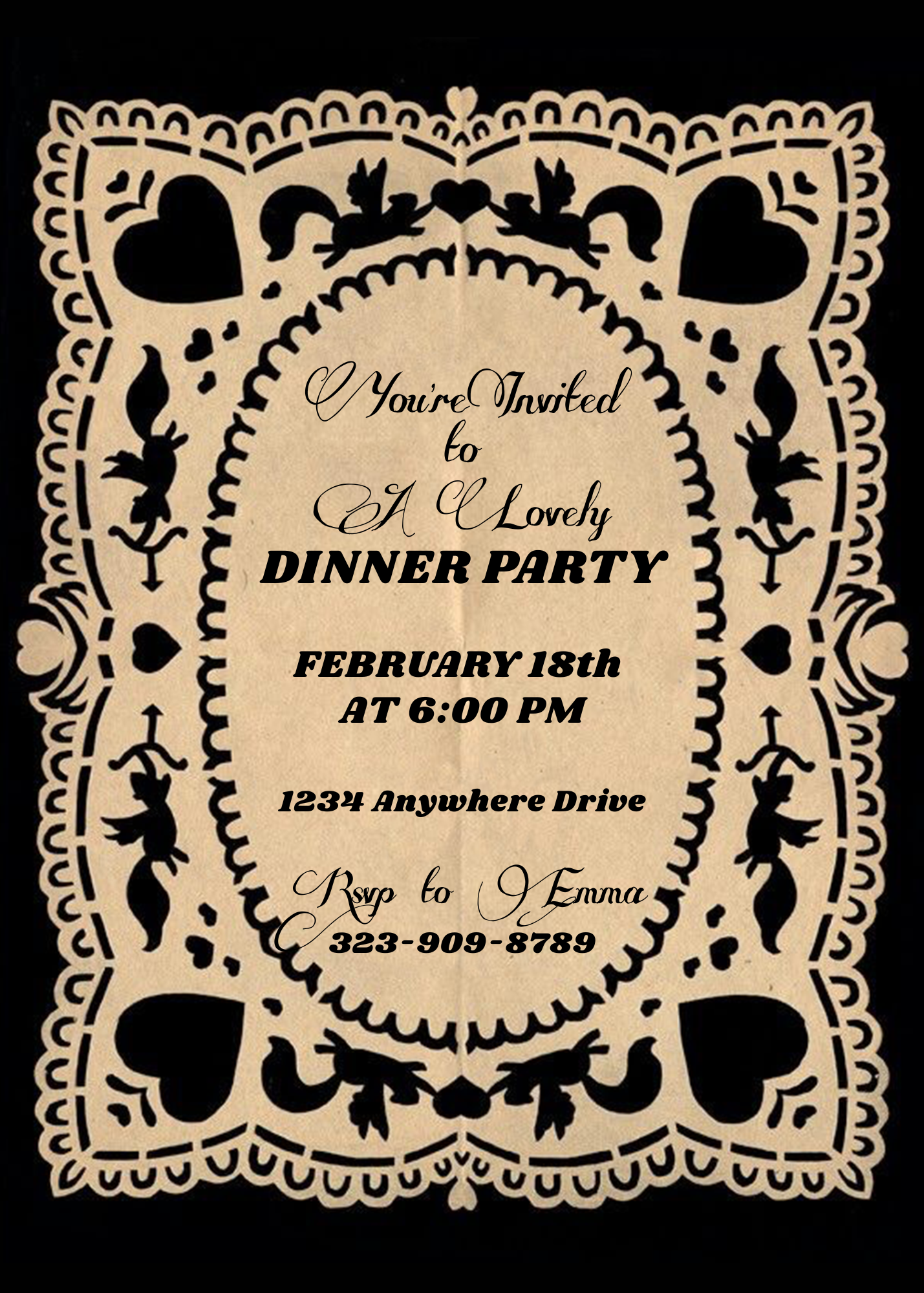 Vintage Cupid Cutout Invitation Template - Phone & Print Template