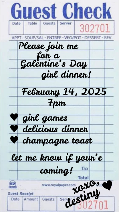 Galentine's Girl Dinner Invitation  - Phone ONLY