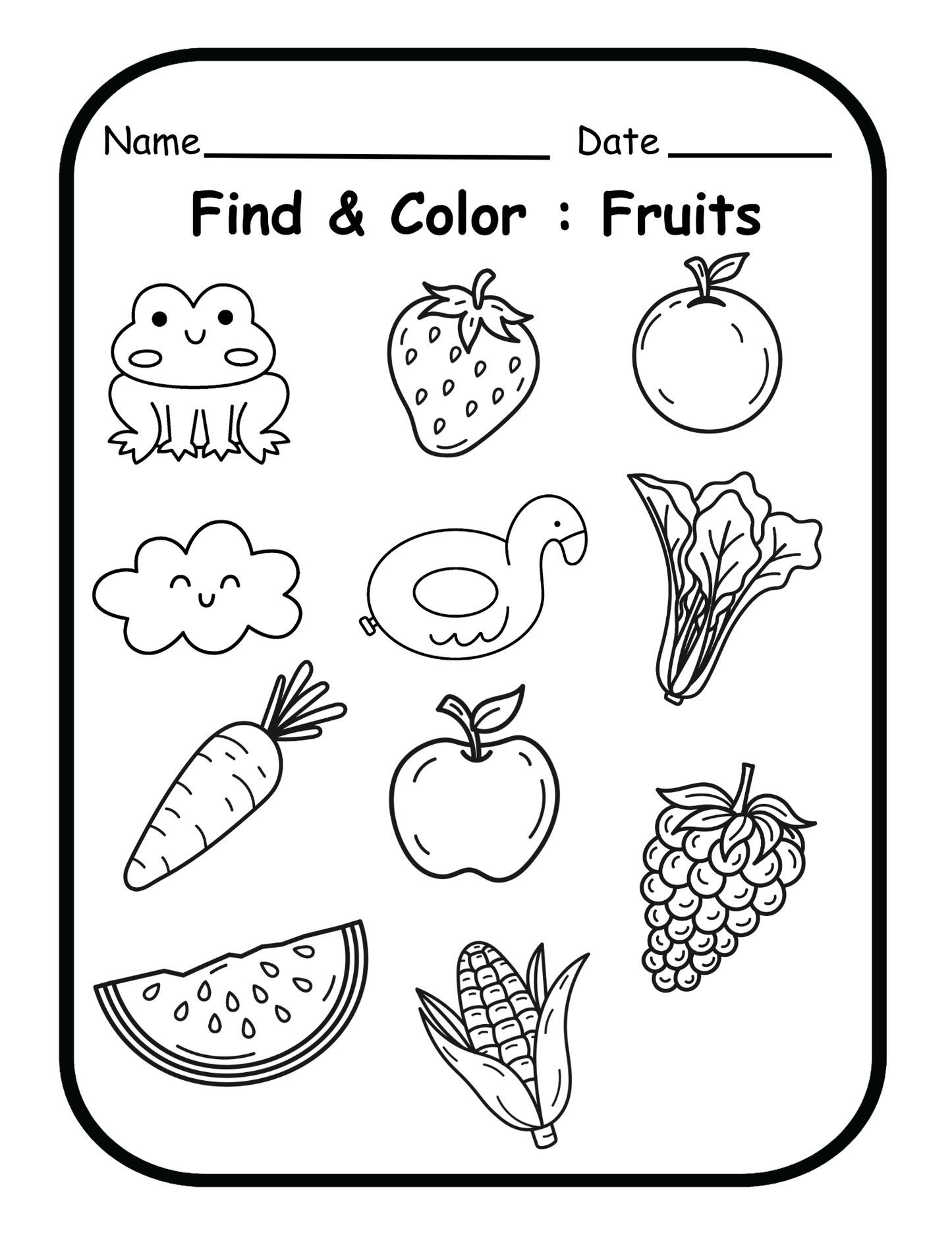 Printable Fruit & Vegetable Worksheets for Preschool, Kindergarten, & Homeschool - 10 Printable PDF Activities