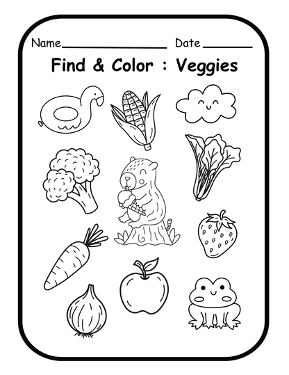 Printable Fruit & Vegetable Worksheets for Preschool, Kindergarten, & Homeschool - 10 Printable PDF Activities