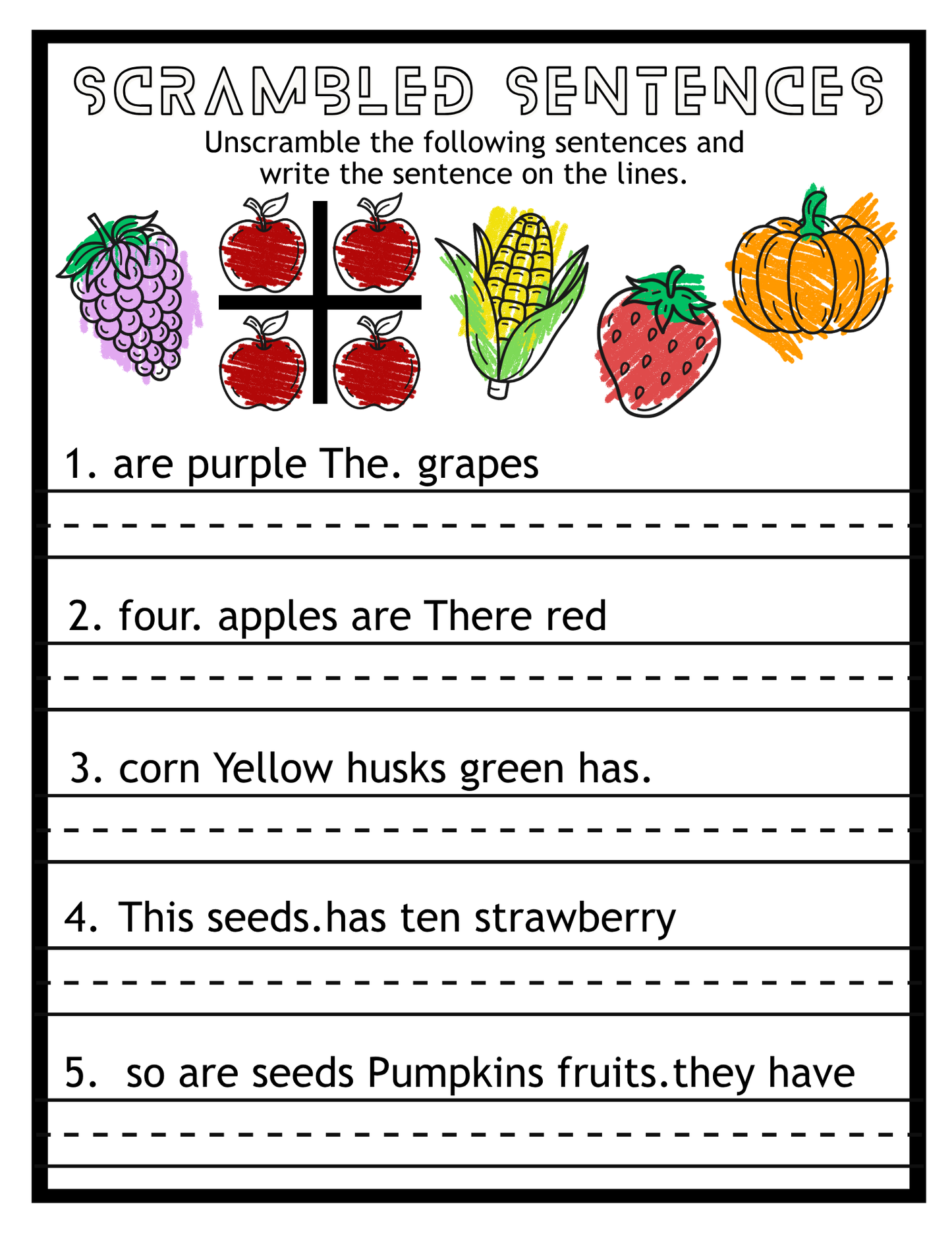 Printable Fruit & Vegetable Worksheets for Preschool, Kindergarten, & Homeschool - 10 Printable PDF Activities